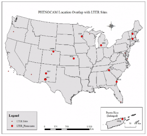 Phenocam Locations Overlap with LTER Sites