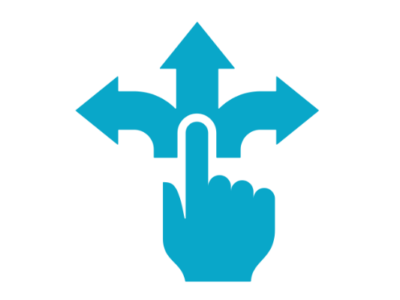 finger "clicking" on arrows going multiple directions