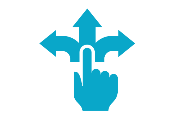 finger "clicking" on arrows going multiple directions