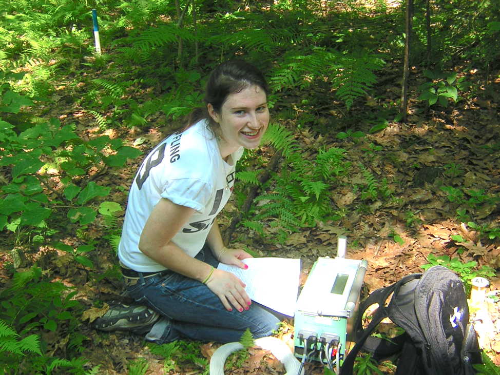 Fiona Jevin in the field at Harvard Forest in 2010.