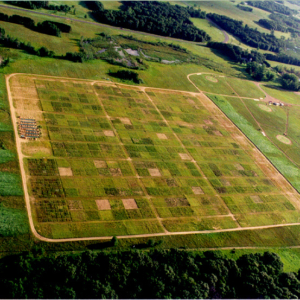 An aerial view of the Big Bio experimental plots.