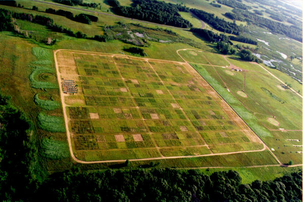 An aerial view of the Big Bio experimental plots.