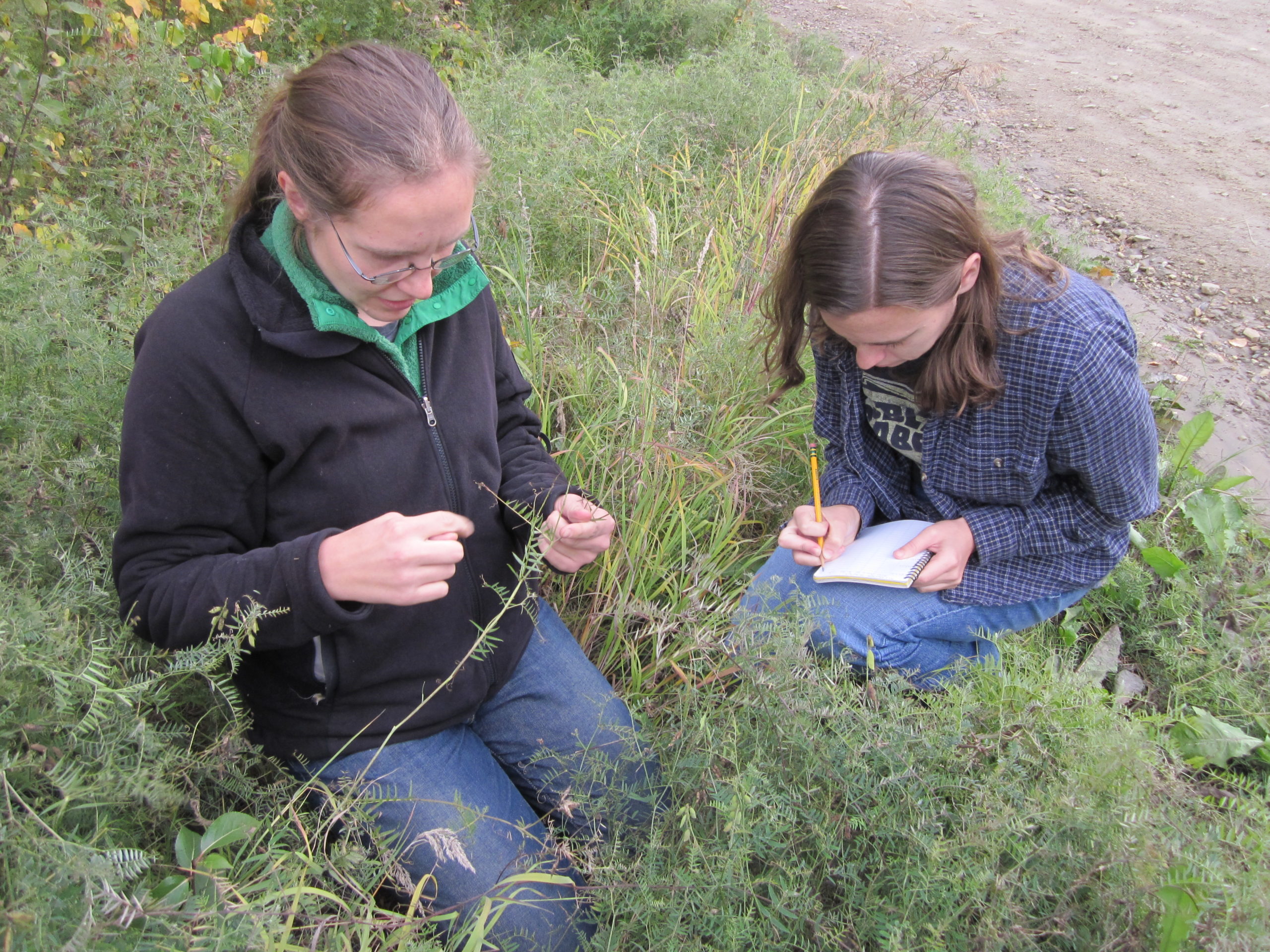 Dr. Katie Spellman with tech Patricia Hurtt collecting data at a disturbed site.
