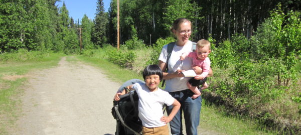 A family expedition. Dr. Katie Spellman, her daughter Izzy, and Dr. Christa Mulder’s son, Euan, during one of their weekly monitoring outings.