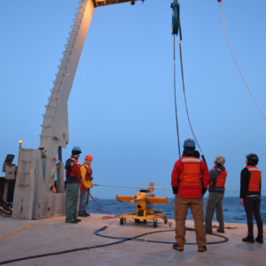 Deploying SeaSoar instrument on deck