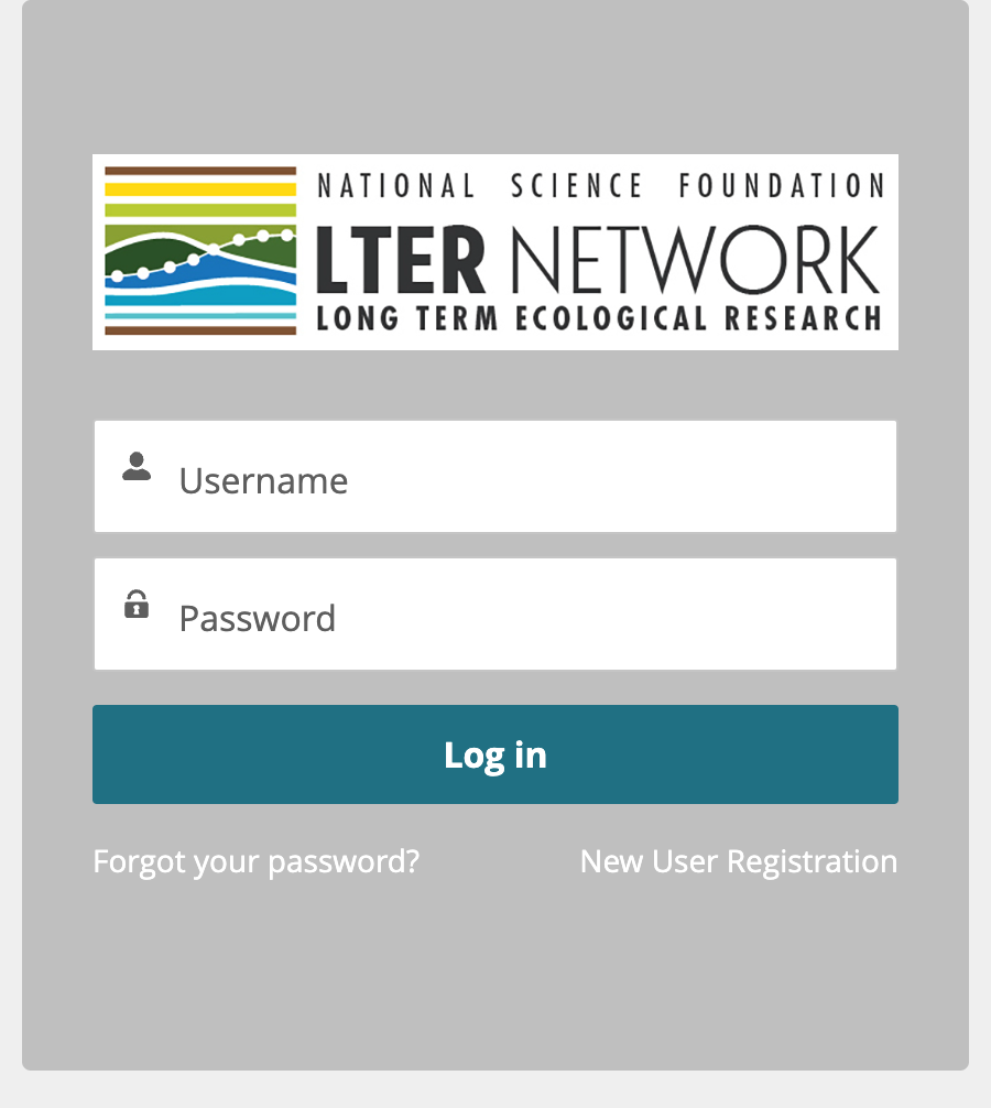 LTERhub login dialog