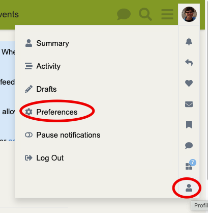 Steps to access personal preferences