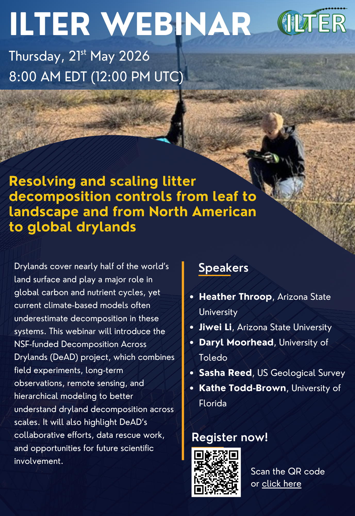 ILTER Webinar flyer. Text is the same as in the post.