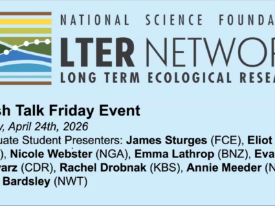 Title slide with LTER logo, date of event (April 24, 2026) and names of presenters.