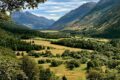 glacial valley with a mixed trees and grassland