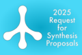 icon merging several paths, with text: 2025 request for synthesis proposals