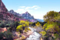 red rock landscape with stream flowing through it